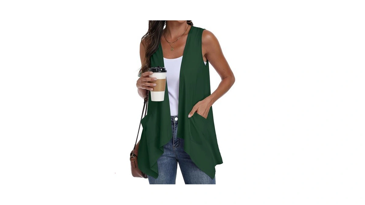 Prinstory Vest For Women Summer Lightweight Sleeveless Cardigans Casual Open
