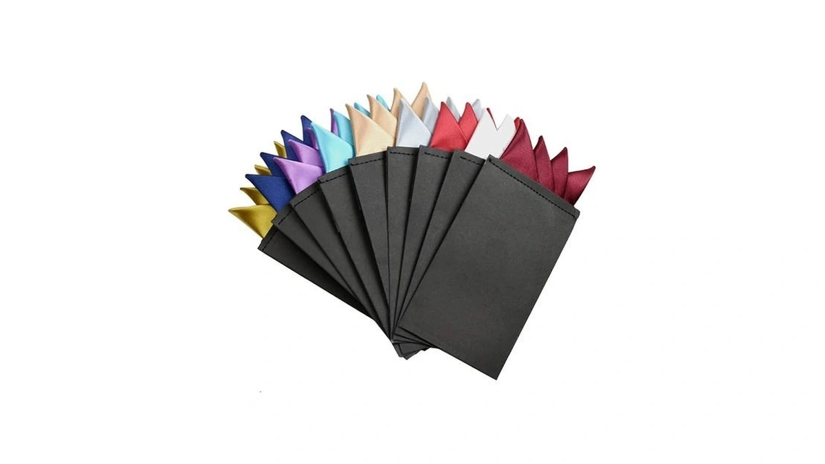 Echaprey 9 Pack Mens Prefolded Pocket Squares Suit Handkerchief Polyester