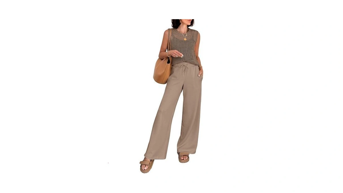 Anrabess Women 2 Piece Summer Outfits 2026 Crochet Sweater Vest
