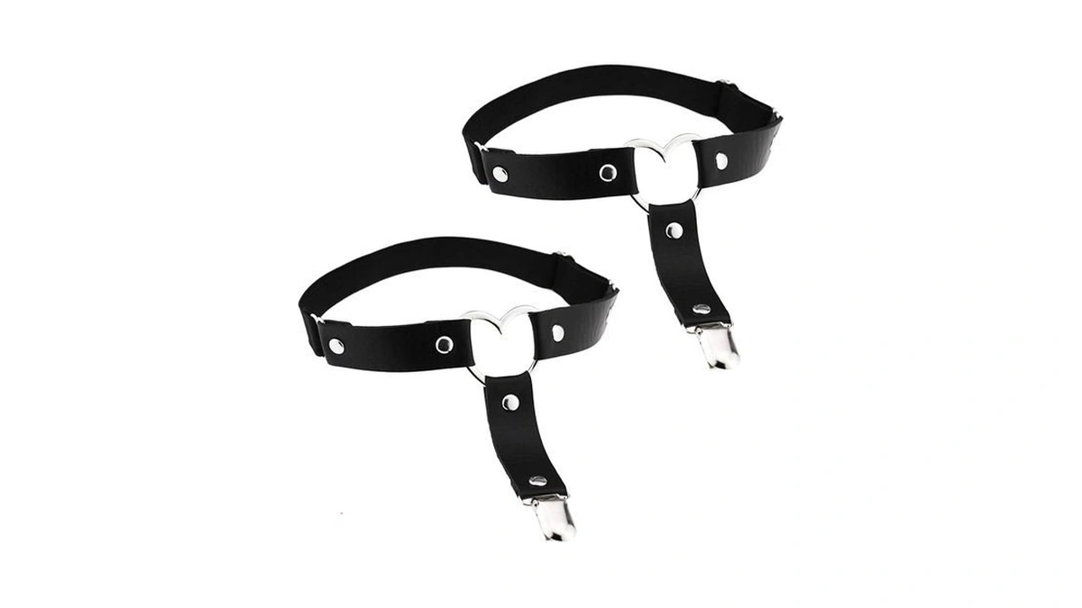Hrlorkc 2pcs Black Leg Garter Belt Punk Leather Garter Belt