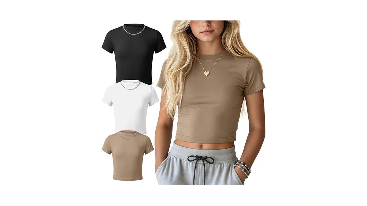Oakgarden 3 Pack Girls Shirts Short Sleeve Tops For Kids