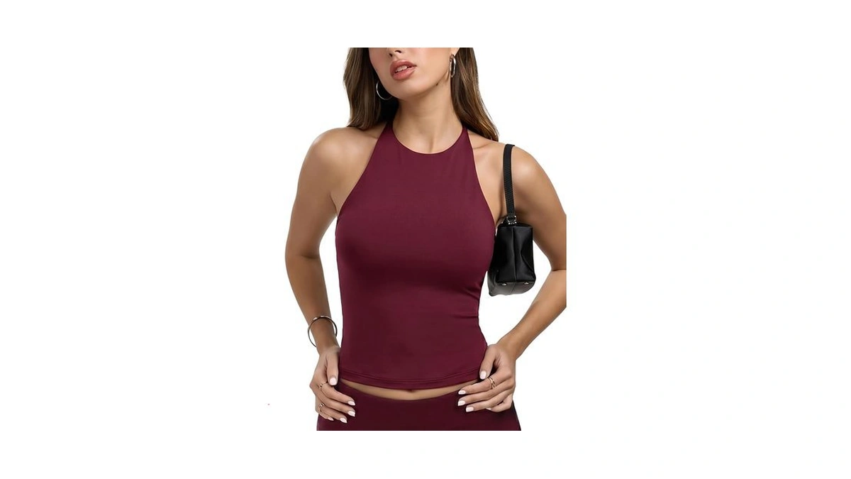 Yzmjafu Women's Y2k Halter Neck Sleeveless Top, Solid Casual Demi