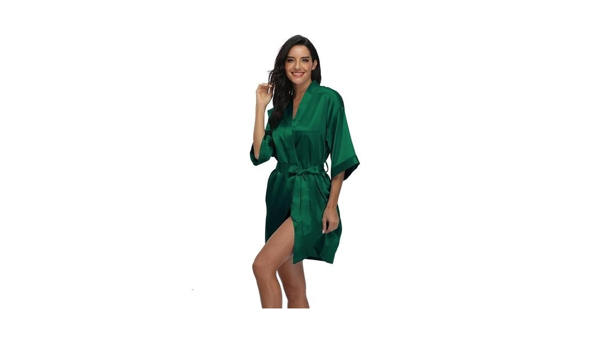 Women's Satin Robes Silk Robe Short Bridal Party Kimono Bridesmaid