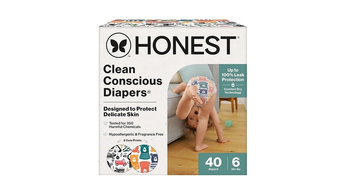 The Honest Company Comfort Dry Disposable Daytime Diapers, Hypoallergenic, Fragrance-free,