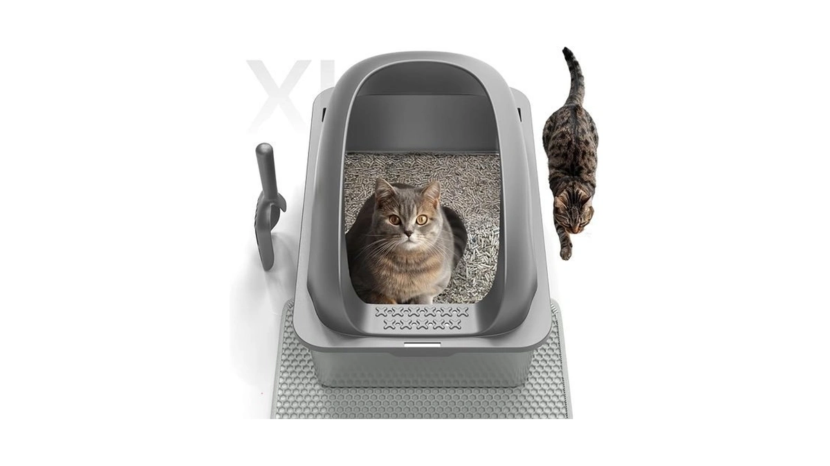 Geoorood Cat Stainless Steel Litter Box With Lid, Kitty Extra