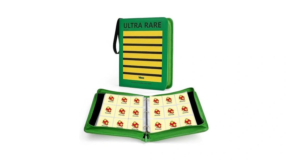 9-pocket Trading Card Binder, Pu Leather Zip Card Binder Album