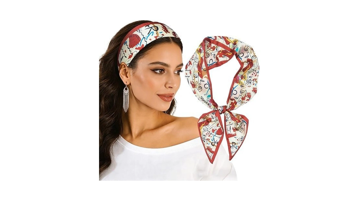 Mesovor Silk Feeling Head Scarf Headband Hair Neck Scarves For