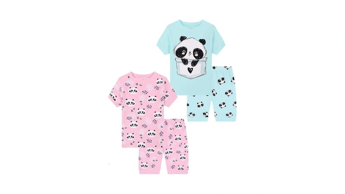 Benaive Girls Pajamas Sets 4 Pieces 100% Cotton Girls Summer