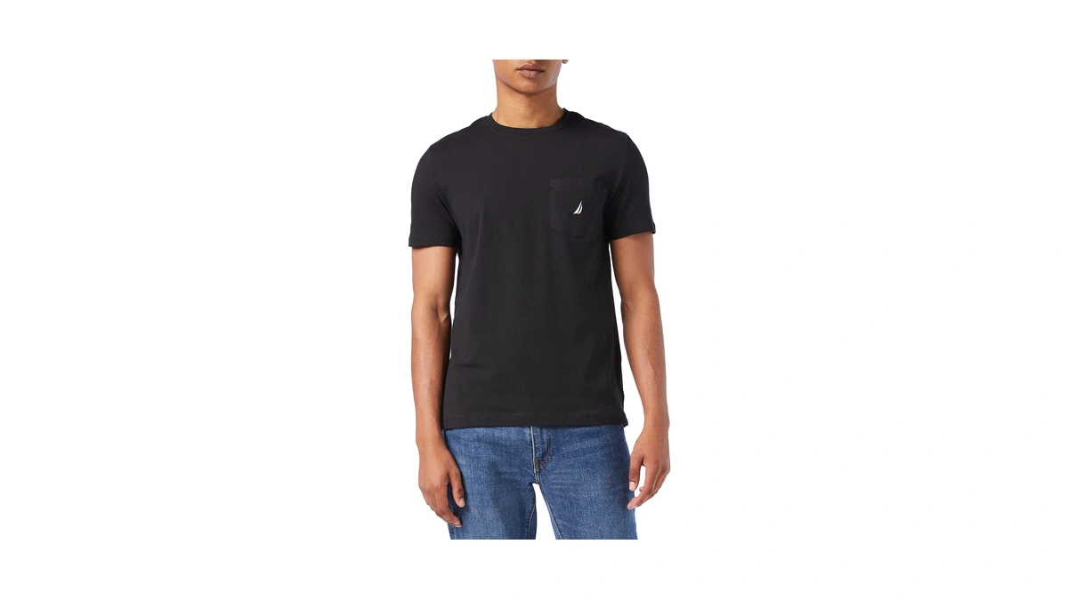 Nautica Mens Solid Crew Neck Short-sleeve Pocket T-shirt Fashion T