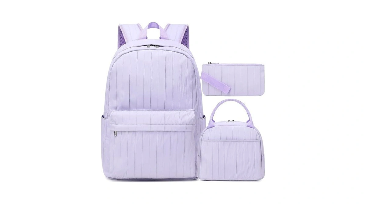 Kimwadalh Girls Bookbag With Lunch Box For School, 3pcs Purple