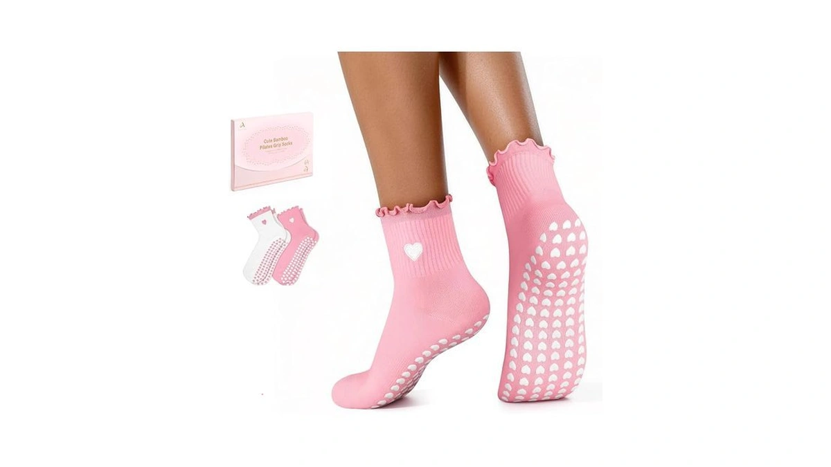 Allive Pilates Socks With Grips For Women, Breathable Soft Non