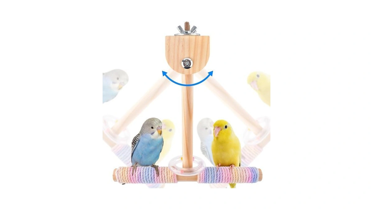 Bissap Bird Stand Perch Toy, Parakeet Wooden Exercise Shake Standing