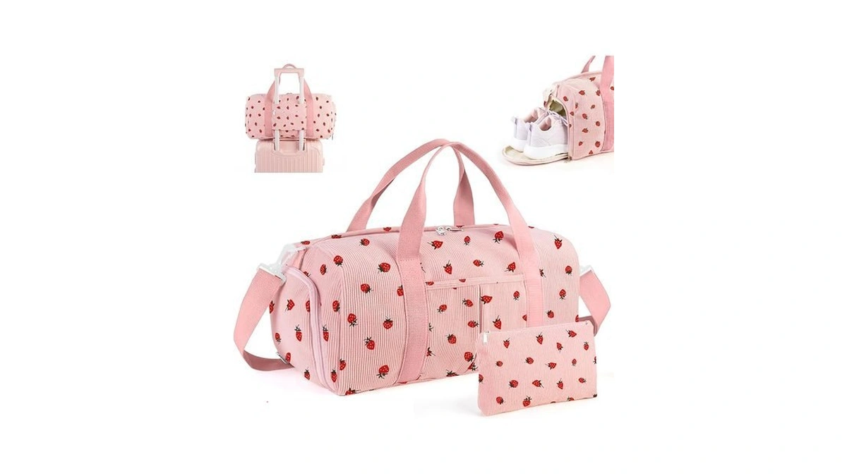 2pcs Cute Gym Bag For Girls, Corduroy Duffle Bag With