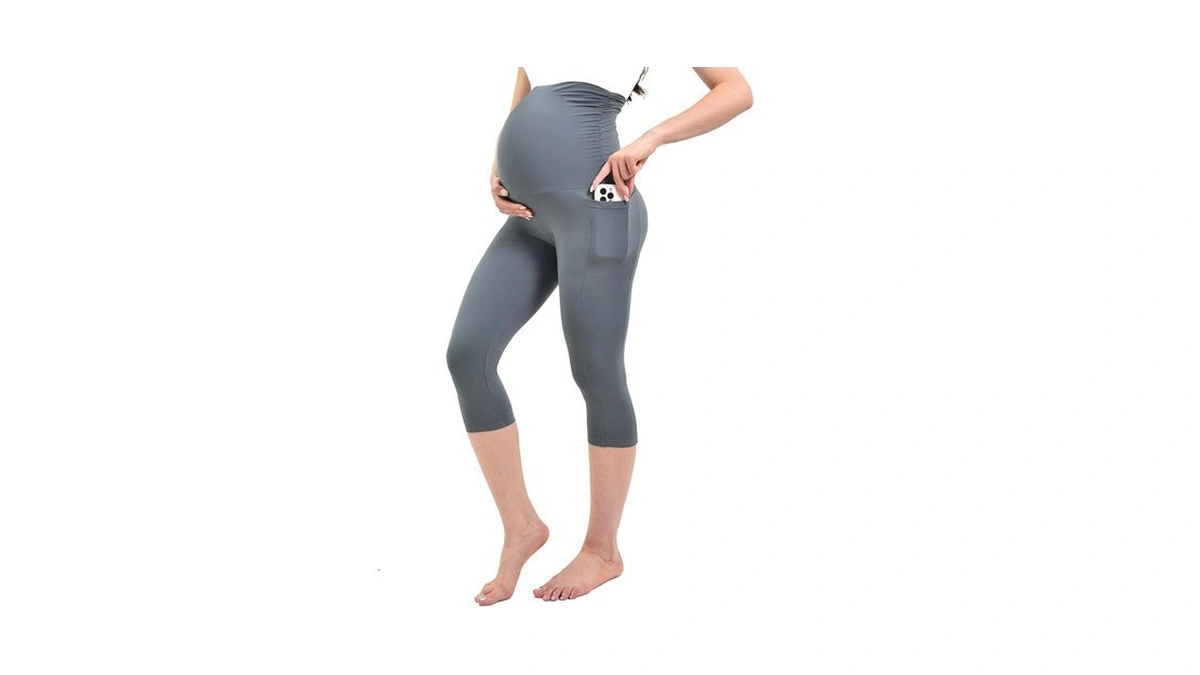 Ipletix Maternity Capris Leggings With Pockets Over The Belly, Yoga