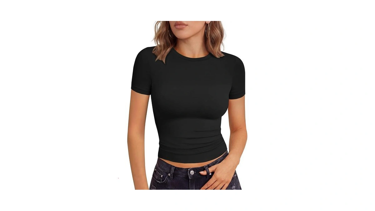 Gayhay Black Shirt Womens Going Out Crop Tops Short Sleeve