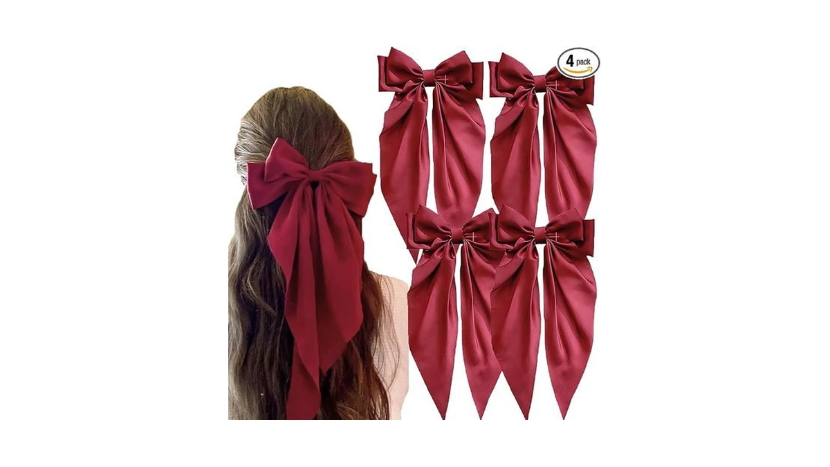 Hair Bows For Women - 4 Pcs Large Ribbon Hair