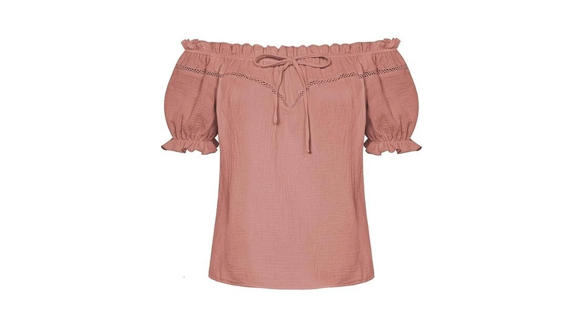 Peasant Blouse For Women Off Shoulder Puff Sleeve Cotton Loose