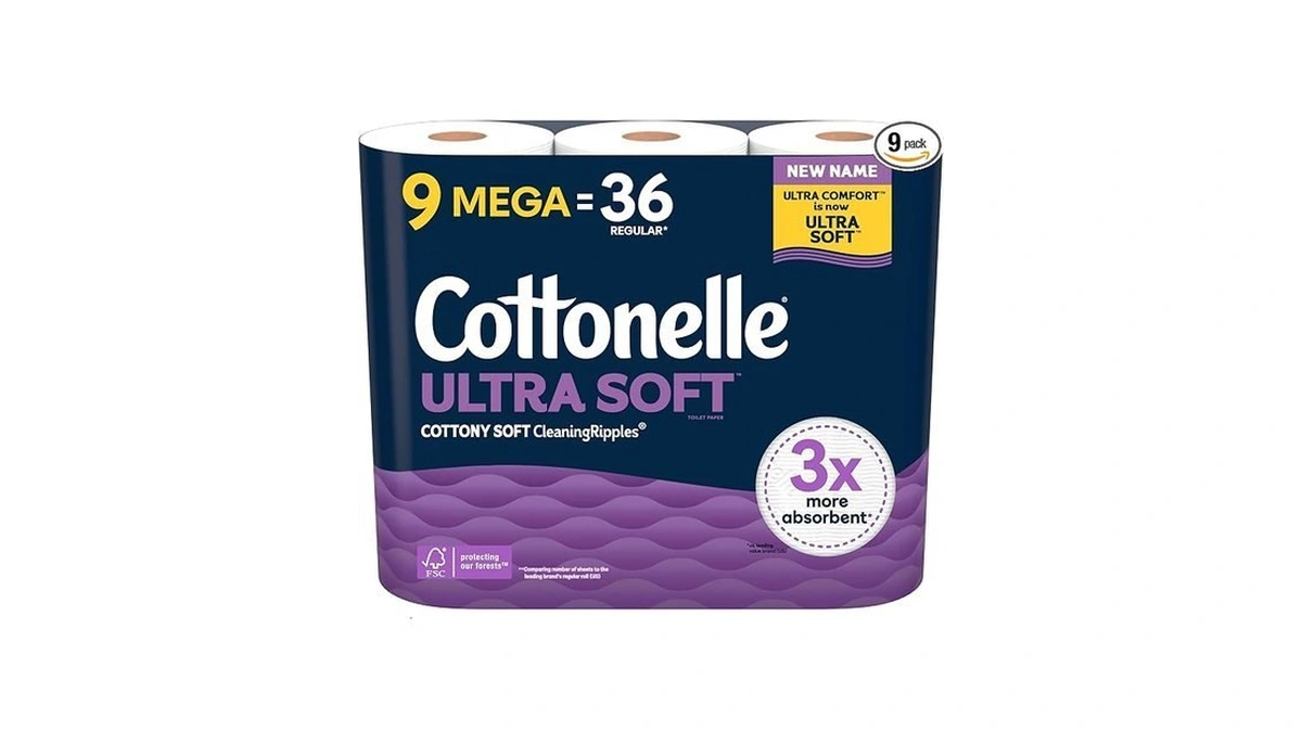 Cottonelle Ultra Soft Toilet Paper, 9 Mega Rolls = 36