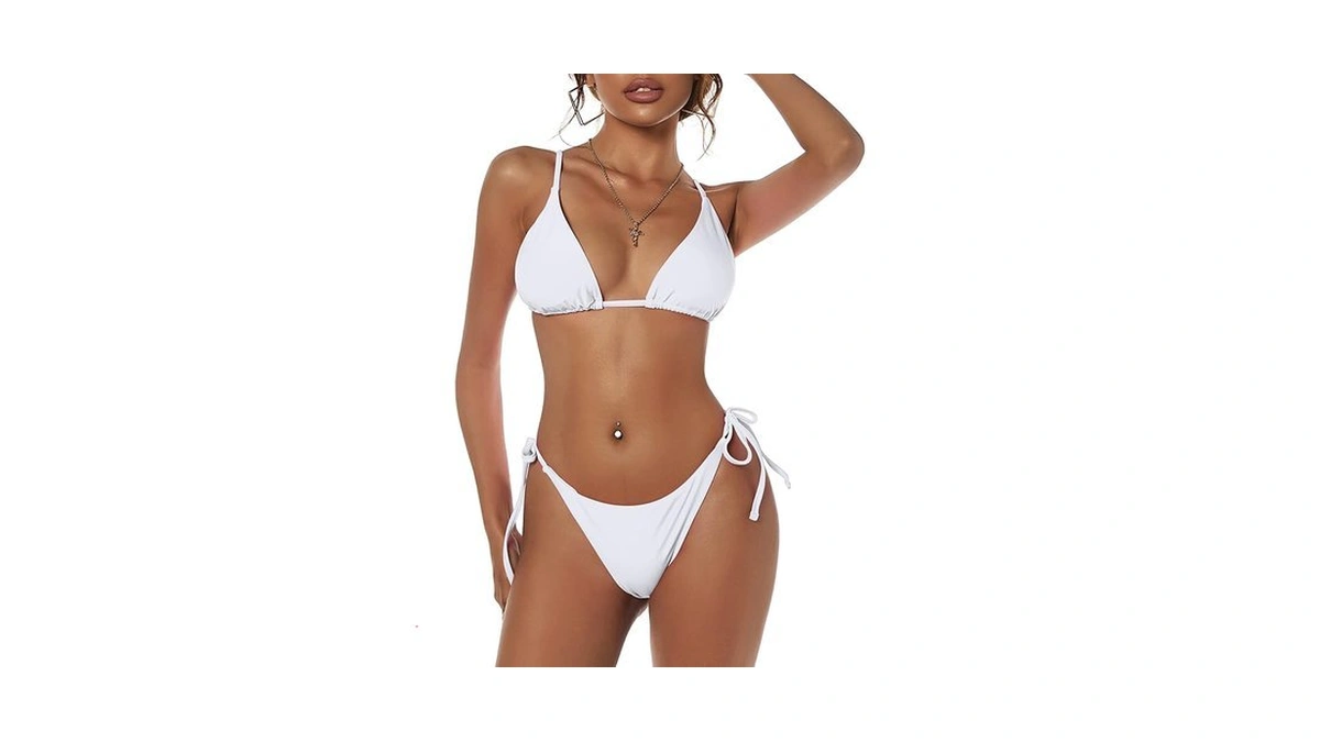 Zaful Women's Triangle Bikini Floral String Bikini Set Two Piece