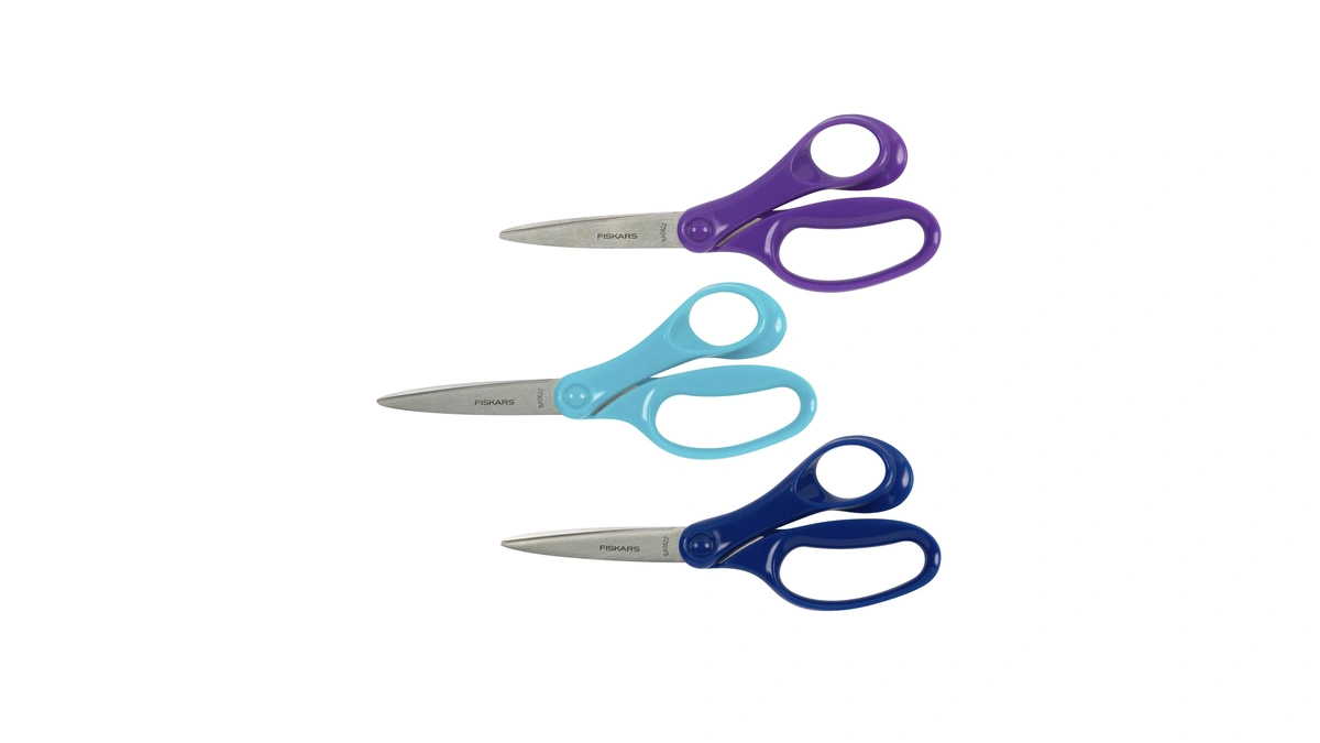 Fiskars 7" Student Scissors For Kids Ages 12-14 (3-pack), Scissors