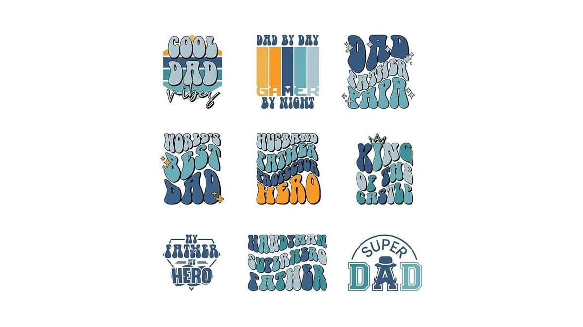 9pcs Dad Hero Father Iron On Decals Thermal Transfer Stickers