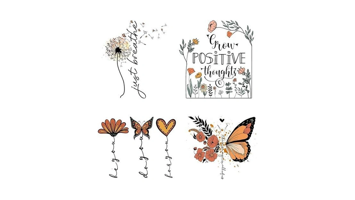 4pcs Butterfly Flower Iron On Decals For Clothing Iron On