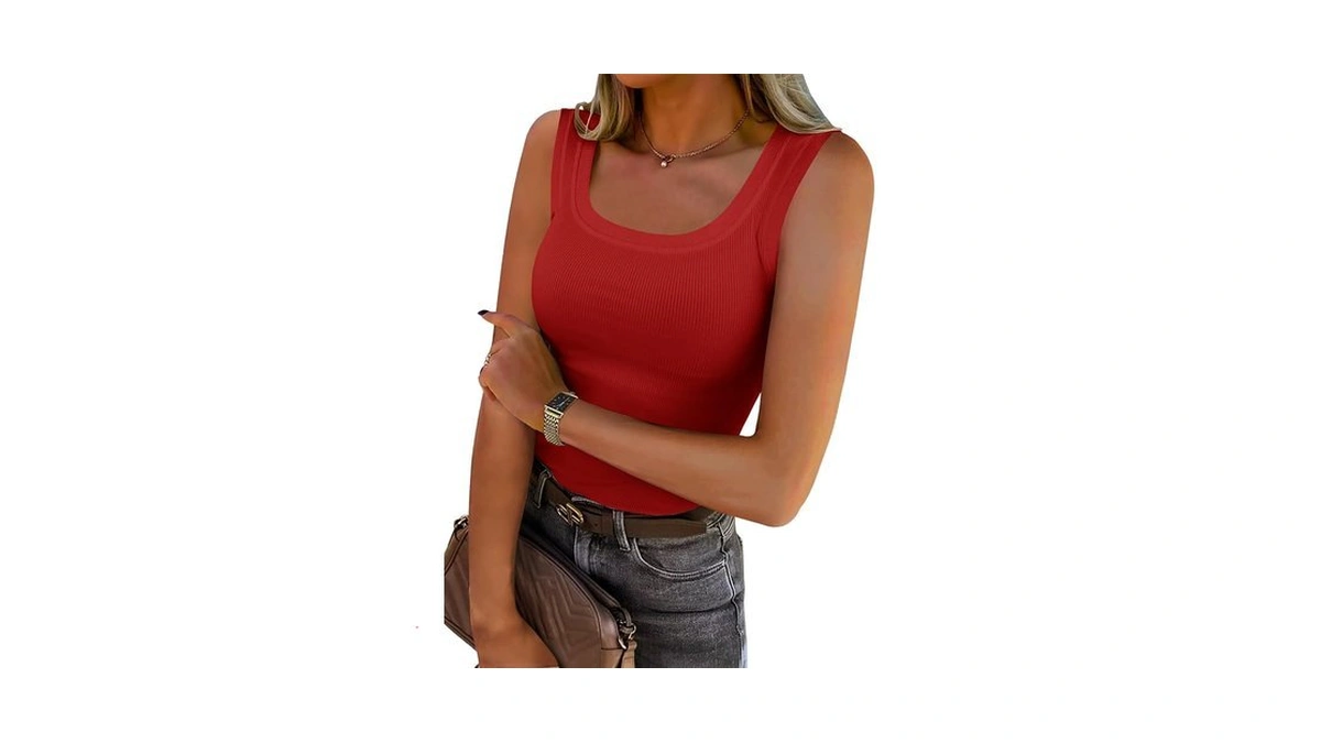 Chulianyouhuo Women's Ribbed Tank Tops Knit Scoop Neck Sleeveless Fitted