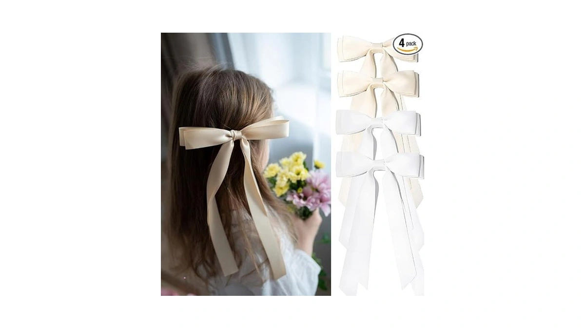 Hair Bows For Women, 4 Pcs Hair Ribbon Coquette Bows