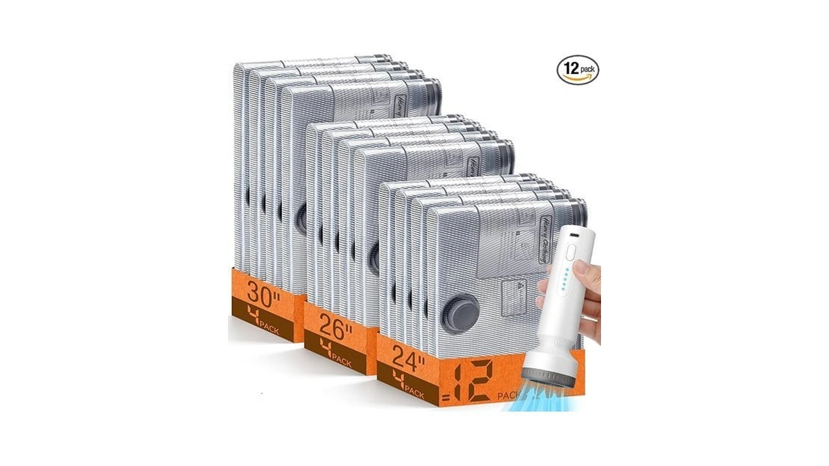 12 Pack Vacuum Storage Bags For Travel With Cordless Pump,
