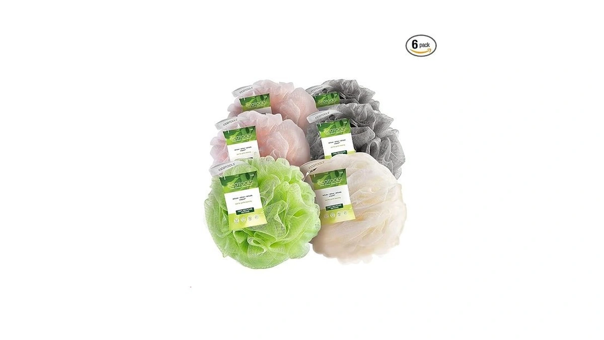 Ecotools Delicate Ecopouf Bath Sponge, Made With Recycled Materials, Exfoliating