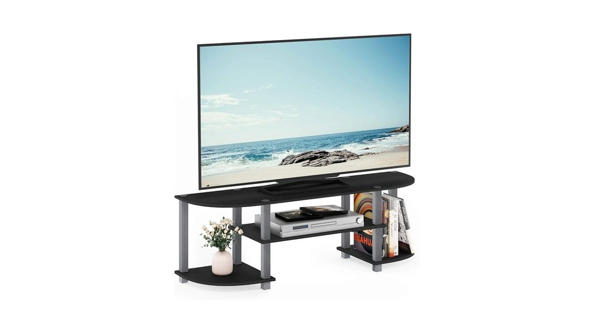 Furinno Turn-s-tube Wide Tv Entertainment Center, Black/grey