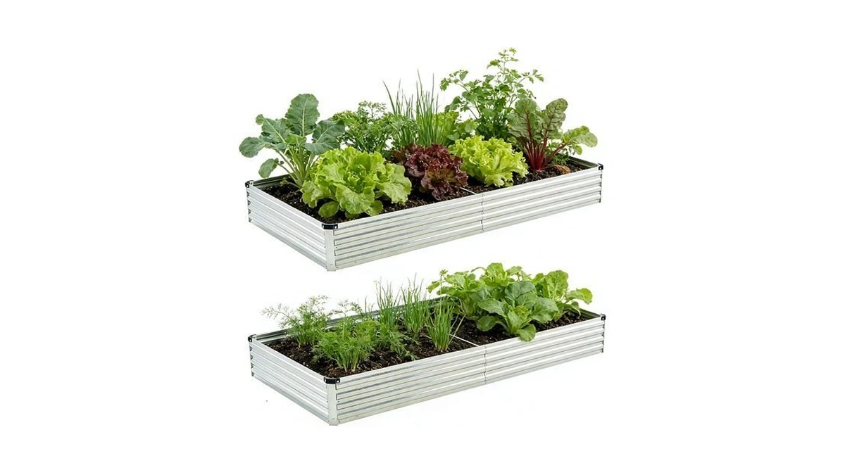 Foxlang 8x4x1ft(2 Pcs) Galvanized Raised Garden Bed,outdoor Planter Box Metal