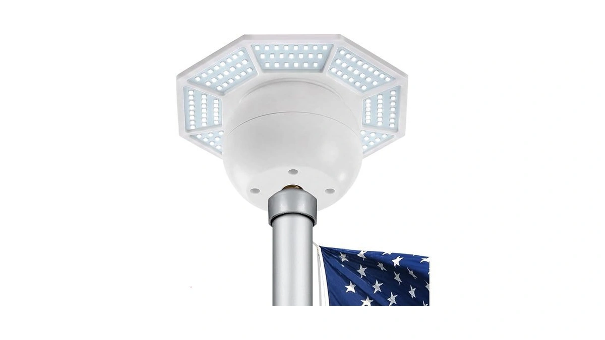 Aurolit Flag Pole Light Solar Powered, 1400 Lumen 168 Led