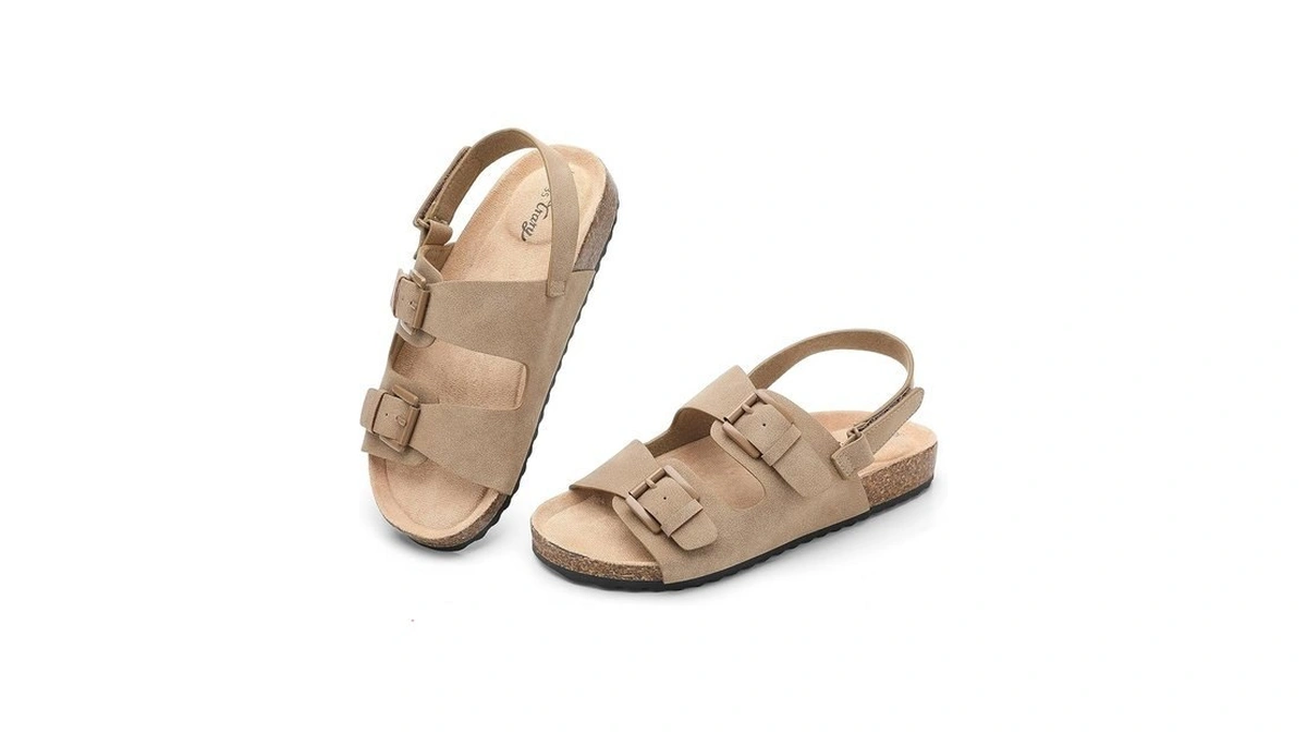 Trary Kids Sandals Boys Girls Adjustable Double Buckle Slides With