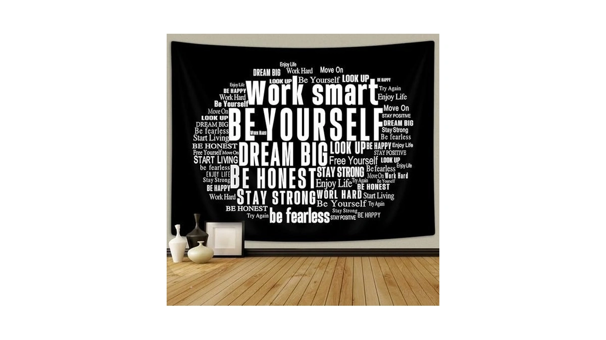 Drgilau Inspirational Quotes Wall Tapestry For Office, Positive Words Letters