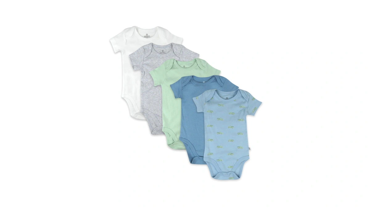 Honestbaby 5-pack Short Sleeve Bodysuits One-piece 100% Organic Cotton For