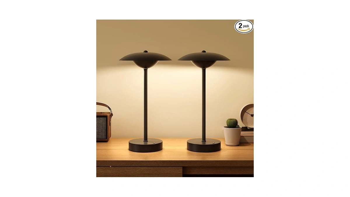 Hiseego 2 Pack Cordless Table Lamps, Rechargeable Battery Powered Lighting,