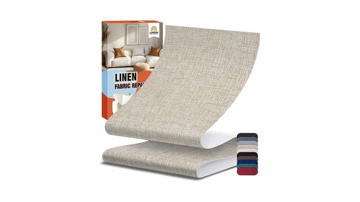 Lihbih Linen Fabric Repair Tape 4x79 Inch, Self Adhesive Couch