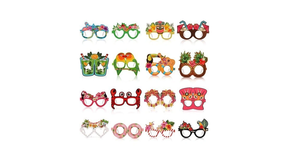 Angirlish 32pcs Hawaiian Party Decorations Beach Party Paper Eyeglasses Bulk