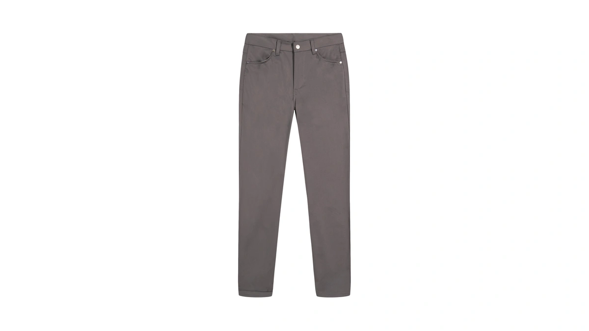 Izod Boys' School Uniform Flat Front Twill 5-pocket Pants, Grey,