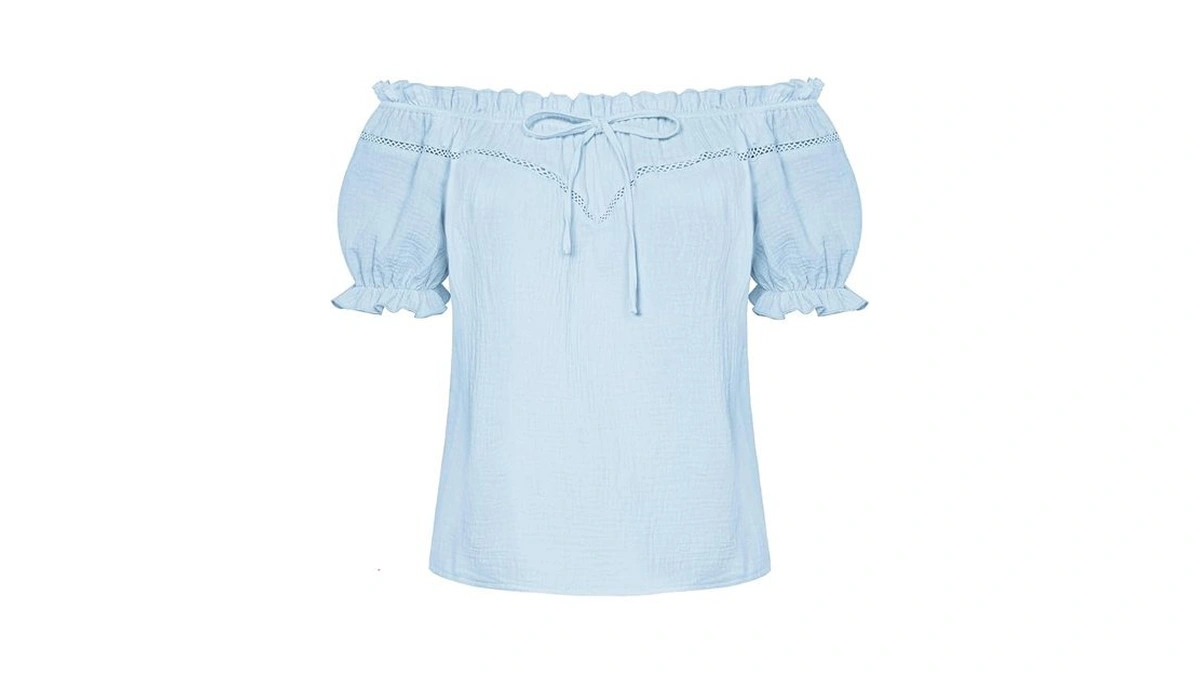 Peasant Blouse For Women Off Shoulder Puff Sleeve Cotton Loose