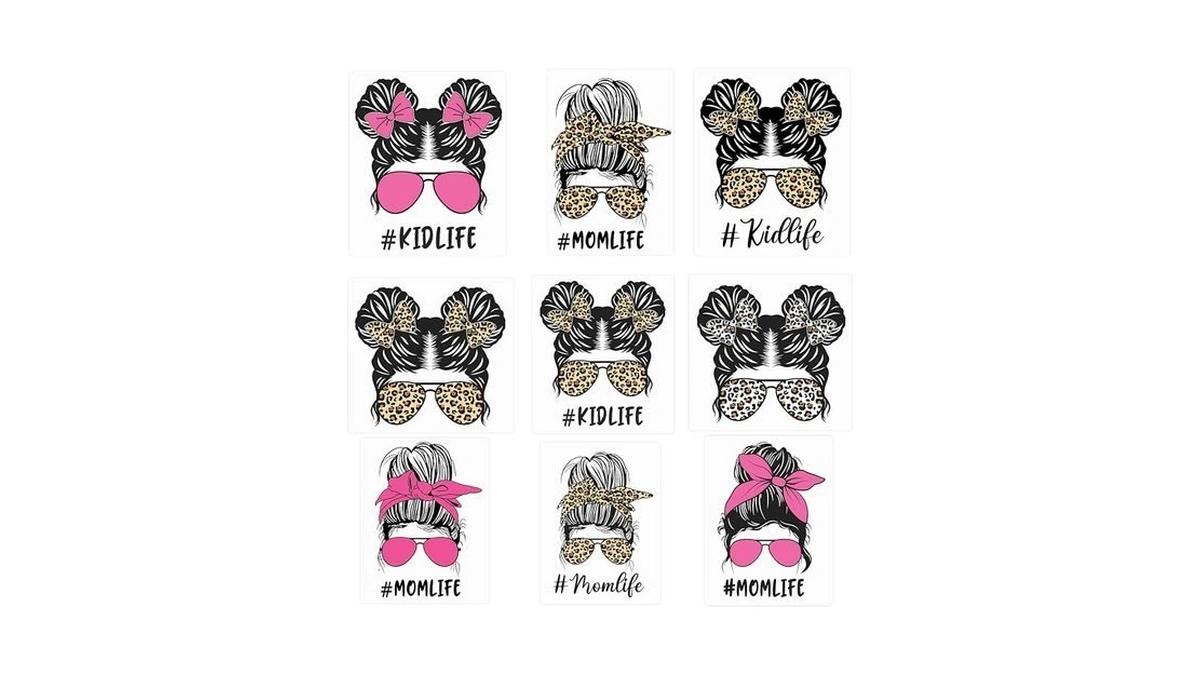 9pcs Mom Life Iron On Decals For Clothing Kid Life