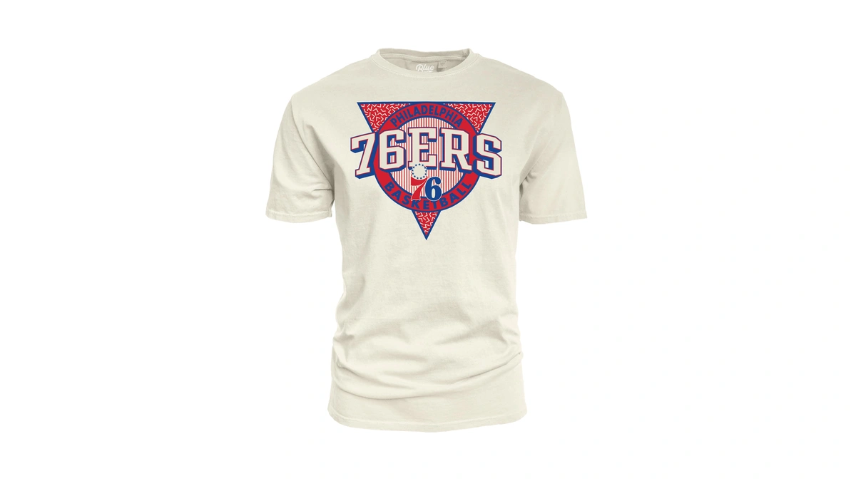 Philadelphia 76ers Nba Officially Licensed T-shirt Ringspun Triblock Ivory, Large