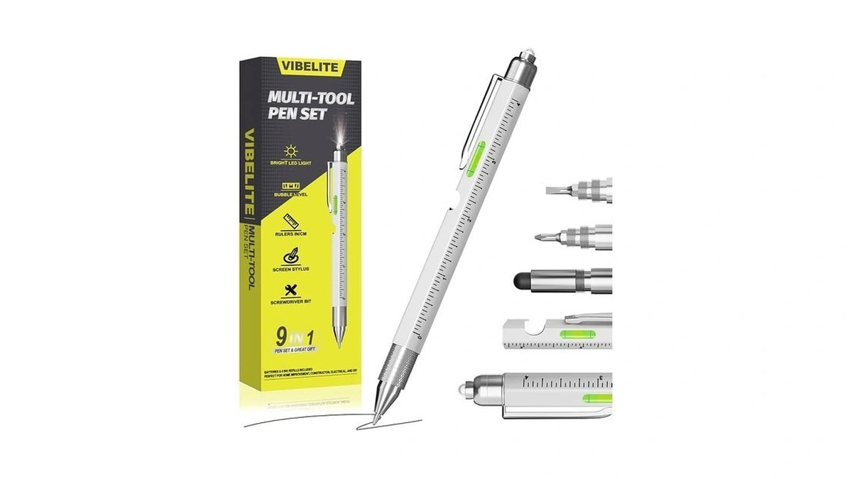 9 In 1 Multitool Pen Set With Led, Stylus, Level,