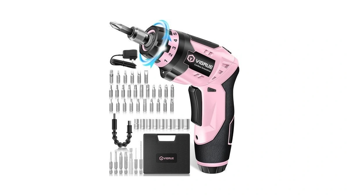 Vigrue Electric Screwdriver Cordless, Cordless Screwdriver Rechargeable, 48 Pcs Set