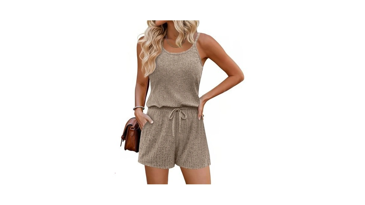 Ekouaer Rompers For Women Summer Casual 2026 Khaki S