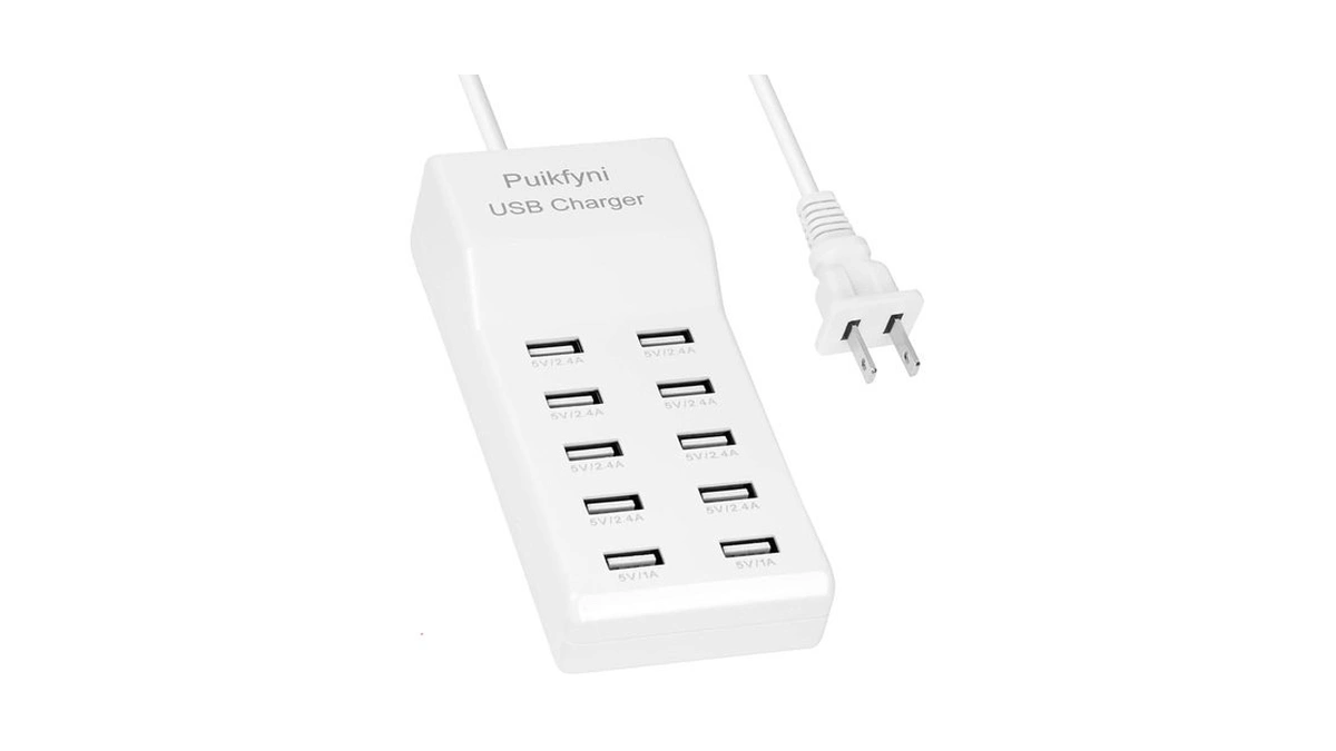 Puikfni Usb Charger Station With 10 Type-a Ports,family-sized Desktop Usb