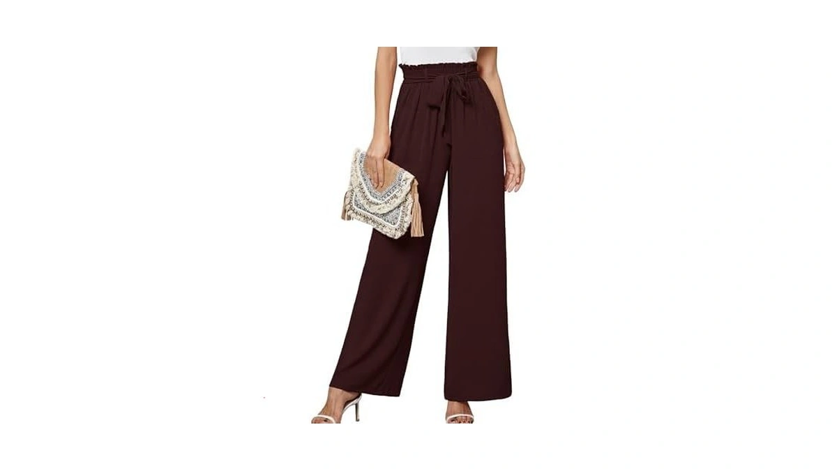 Heymoments Women's Wide Leg Pants With Pockets Dark Brown X-large