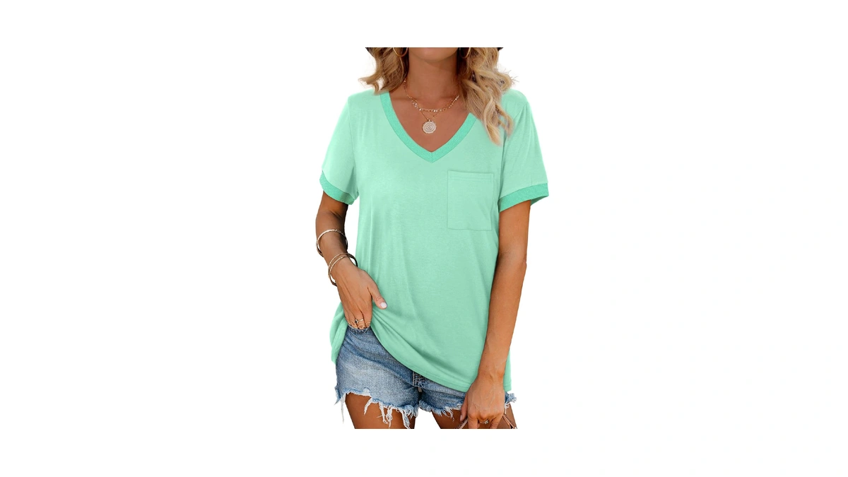 Geifa Summer Clothes For Women Short Sleeve V Neck T