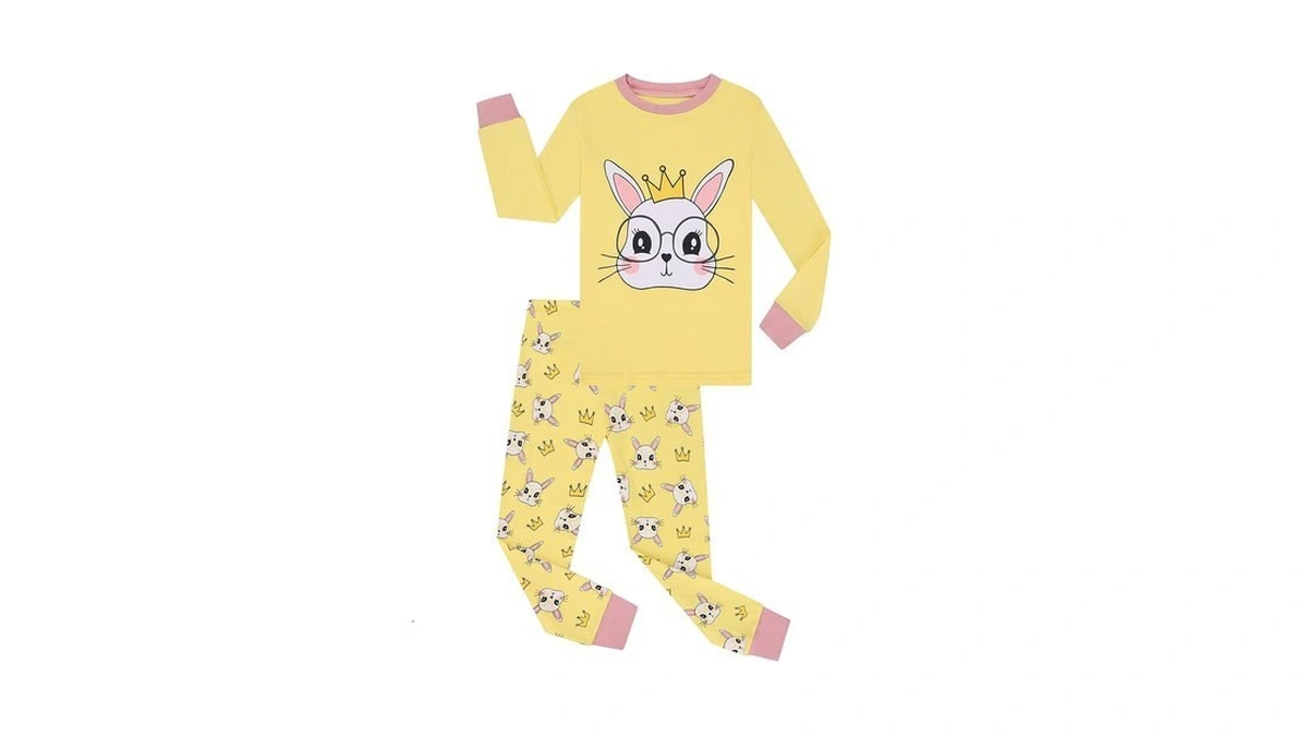 Benaive Girls Easter Pajamas Kids Bunny Easter Pjs Long Sleeves